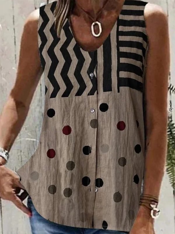Brown Print Sleeveless Cami