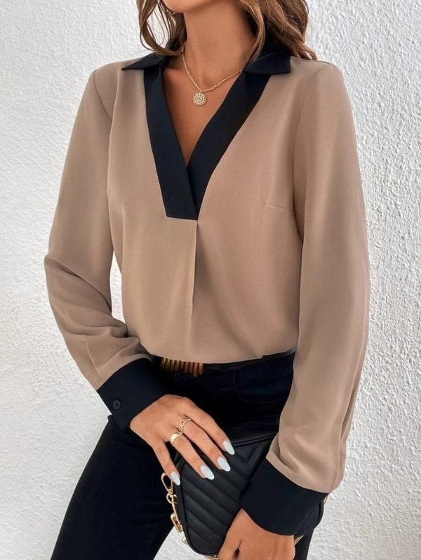 Special Black Trim Color Block Top