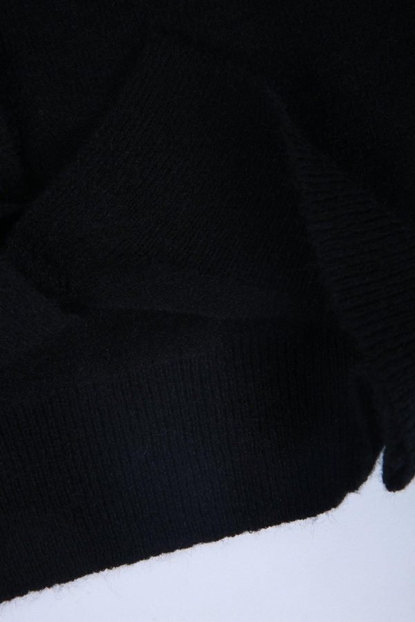 Simple Long Sleeve Black Plain Cardigan