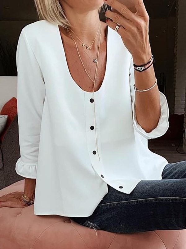 White Plain 3/4 Sleeve Top