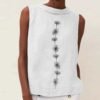 White Sleeveless Round Neck Tank Top